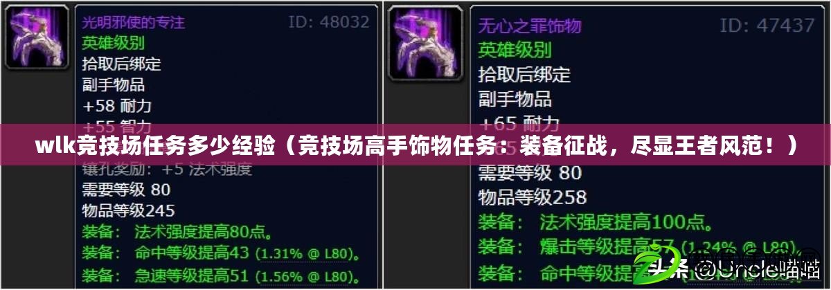 wlk競技場任務多少經驗（競技場高手飾物任務：裝備征戰，盡顯王者風范?。? title=