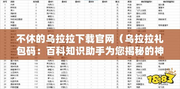 不休的烏拉拉下載官網（烏拉拉禮包碼：百科知識助手為您揭秘的神秘密碼?。? title=