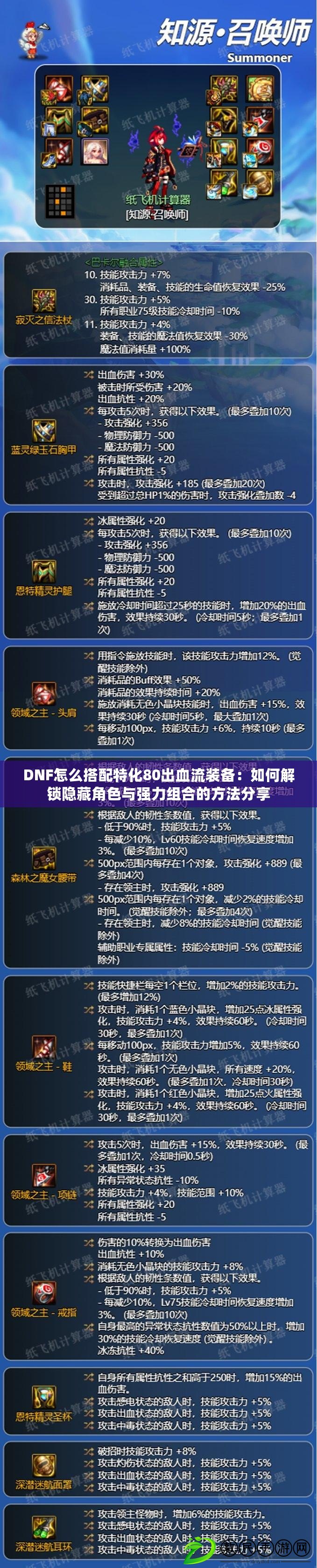 DNF怎么搭配特化80出血流裝備：如何解鎖隱藏角色與強力組合的方法分享