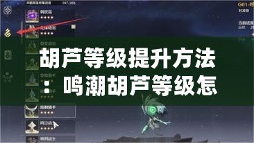 胡蘆等級提升方法:鳴潮胡蘆等級怎么提升 胡蘆等級提升方法:鳴潮胡蘆等級怎么提升