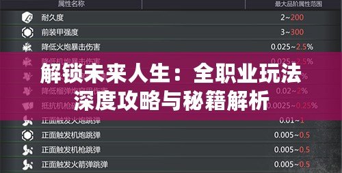 解鎖未來人生：全職業玩法深度攻略與秘籍解析