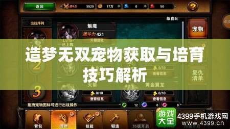 造夢無雙寵物獲取與培育技巧解析