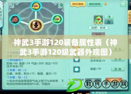 神武3手游120裝備屬性表(神武3手游120級武器外觀圖) 神武3手游120裝備屬性表(神武3手游120級武器外觀圖)