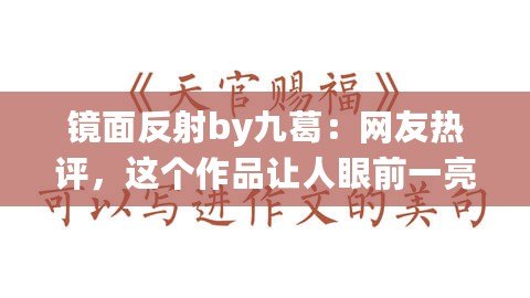 鏡面反射by九葛：網友熱評，這個作品讓人眼前一亮，充滿創意與靈感！