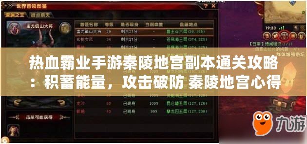 熱血霸業手游秦陵地宮副本通關攻略：積蓄能量，攻擊破防 秦陵地宮心得