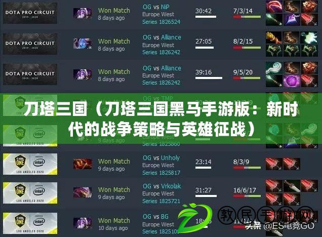 刀塔三國（刀塔三國黑馬手游版：新時代的戰爭策略與英雄征戰）
