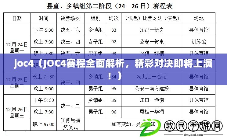 joc4（JOC4賽程全面解析，精彩對決即將上演?。? title=