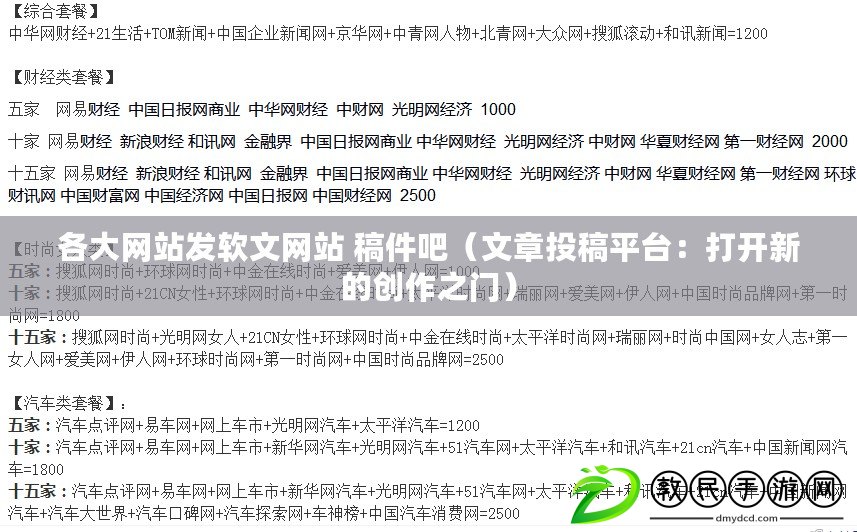 各大網站發軟文網站 稿件吧（文章投稿平臺：打開新的創作之門）