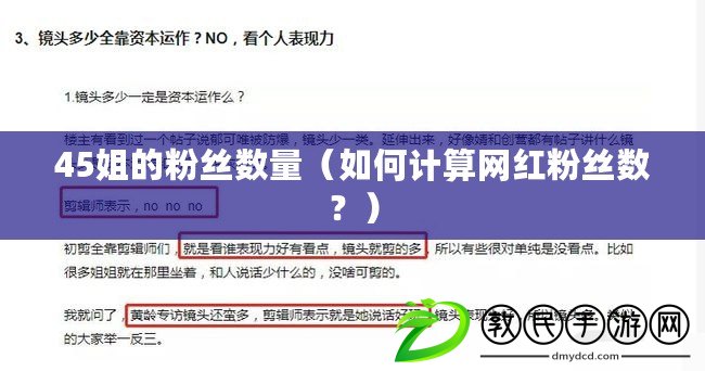45姐的粉絲數量（如何計算網紅粉絲數？）