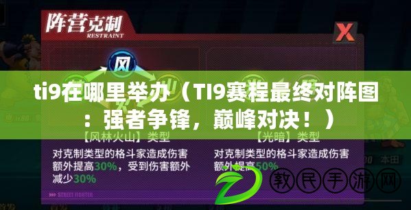 ti9在哪里舉辦（TI9賽程最終對陣圖：強者爭鋒，巔峰對決?。? title=