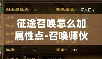征途召喚怎么加屬性點-召喚師伙伴類型介紹