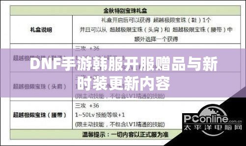 DNF手游韓服開服贈品與新時裝更新內容